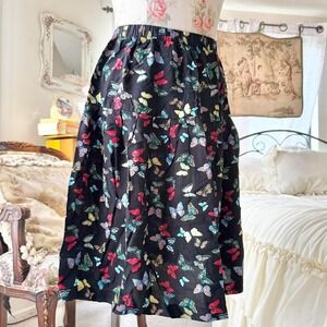 vintage black butterfly‎ skirt womens size 10